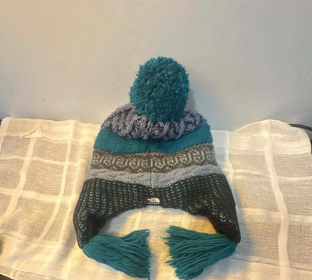The North Face Fair Isle Earflap Beanie Hat Pom Pom